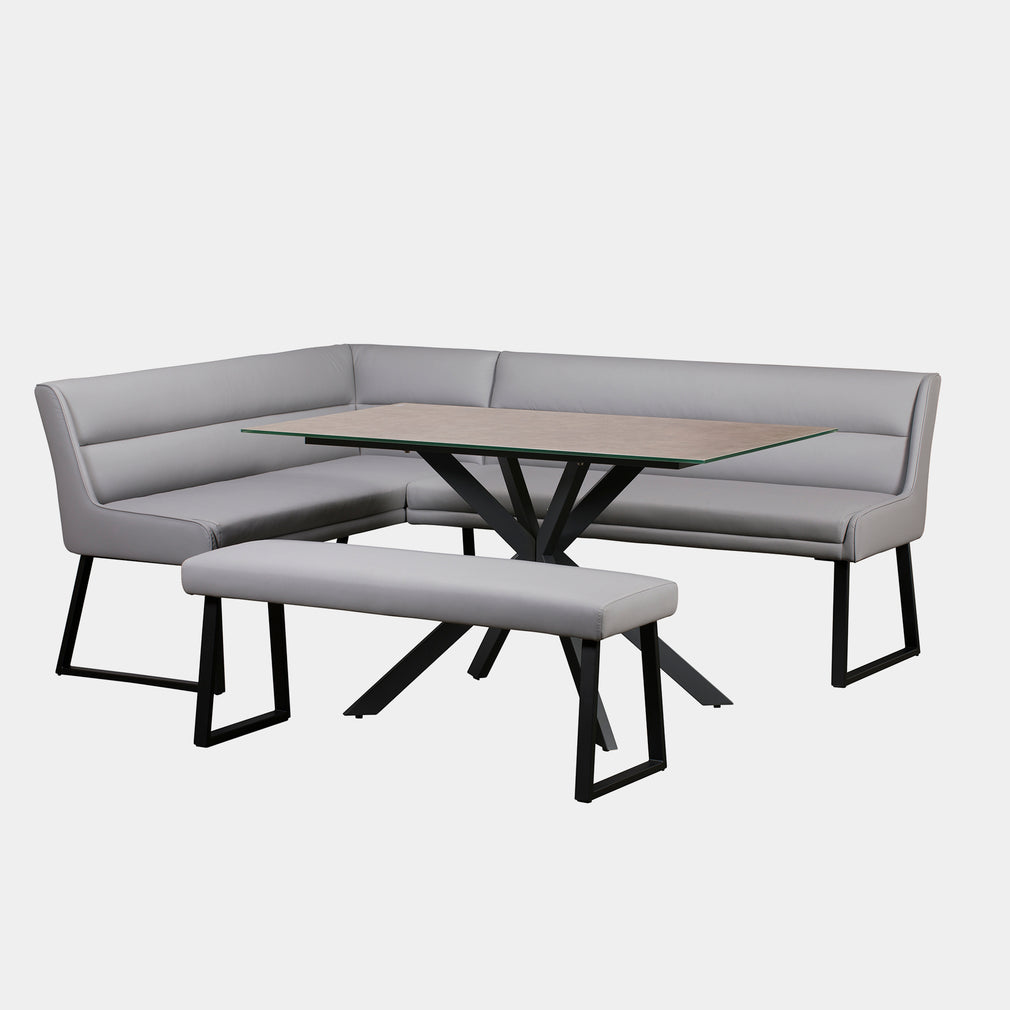 Corner Bench Right Set With 135cm Faux Ceramic Table