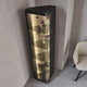 53cm Showcase in Laquered Steel/Black Painted Frosted Glass In Synthetic Leather