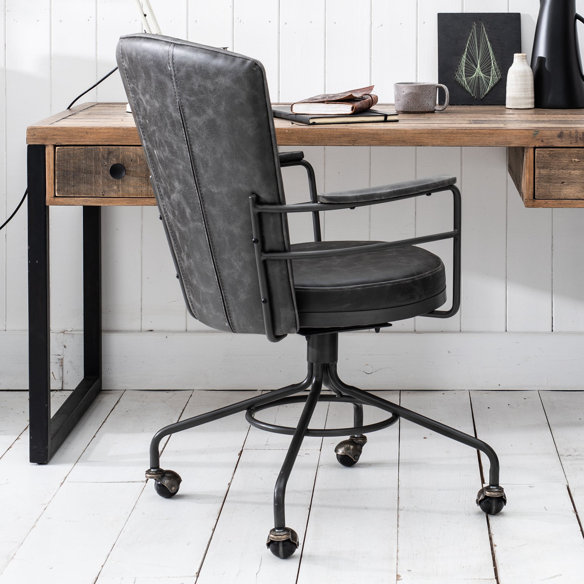Desk Chair In Grey PU