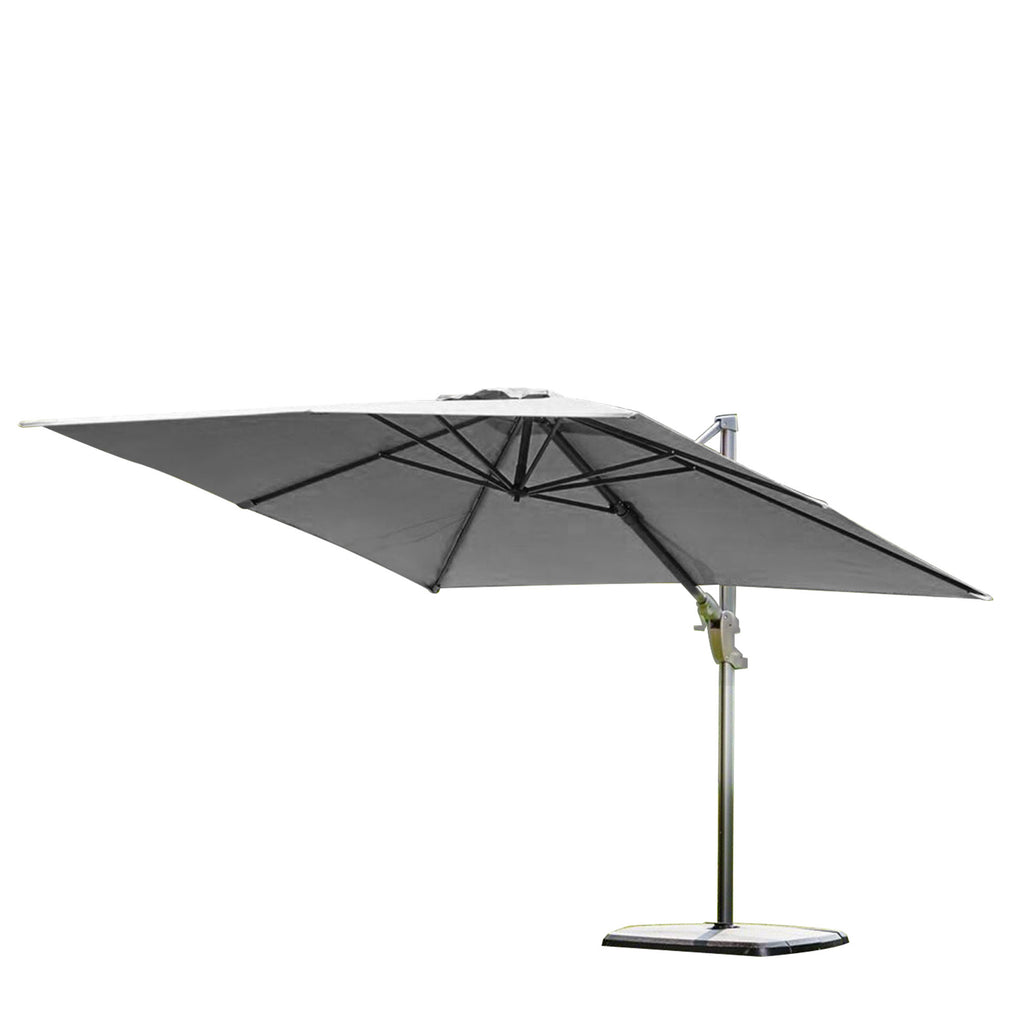 Biarritz - 3m x 3m Square Parasol Inc Cover In Grey With Sand & Water Base