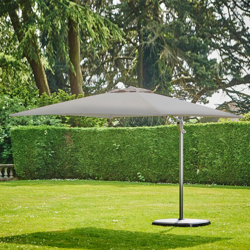 Biarritz - 3m x 3m Square Parasol Inc Cover In Grey With Sand & Water Base