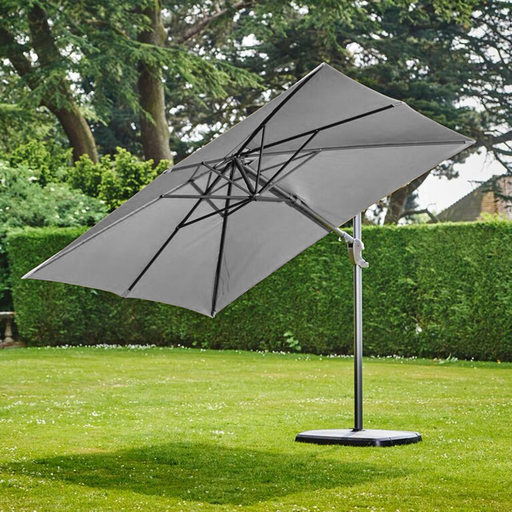 Biarritz - 3m x 3m Square Parasol Inc Cover In Grey With Sand & Water Base