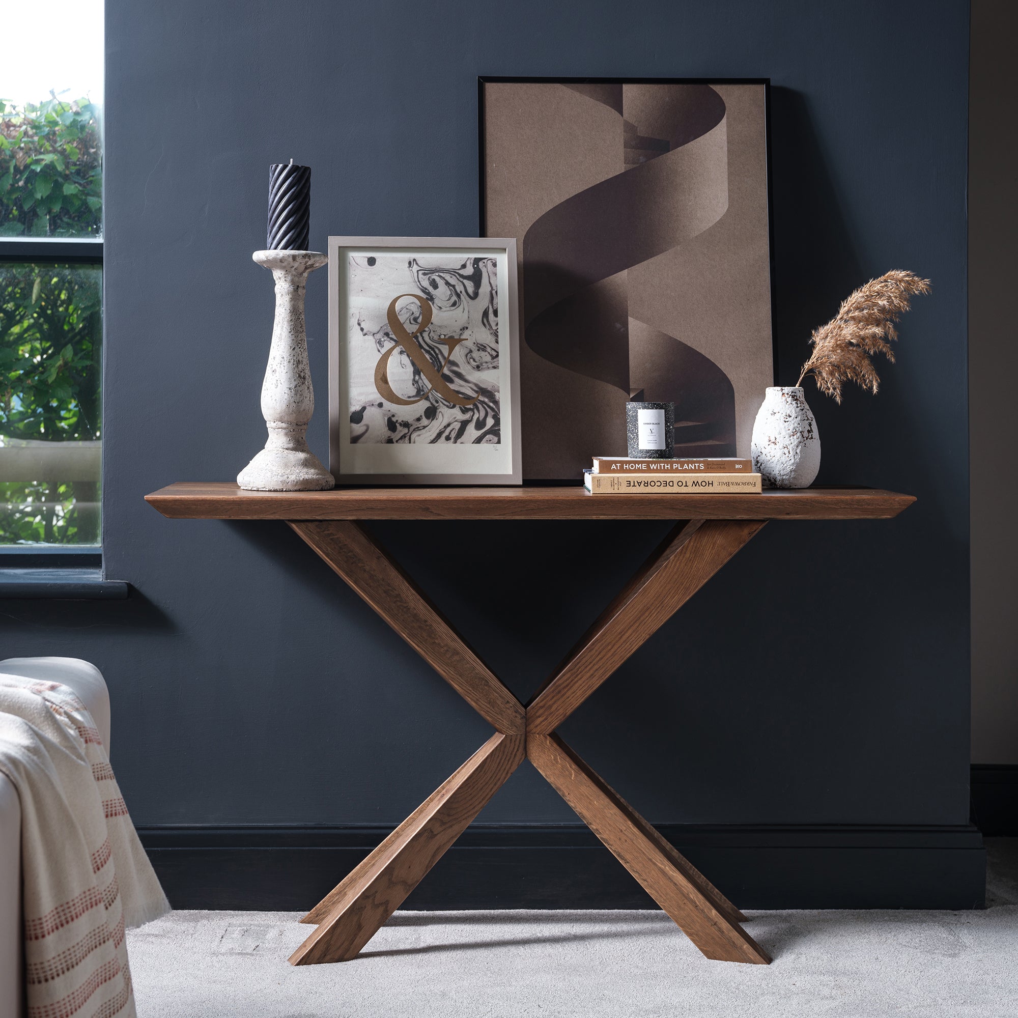 Lawrence - Console Table In Smoked Oak Laquered Finish