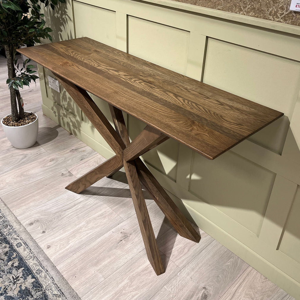 Lawrence Console Table In Smoked Oak Laquered Finish