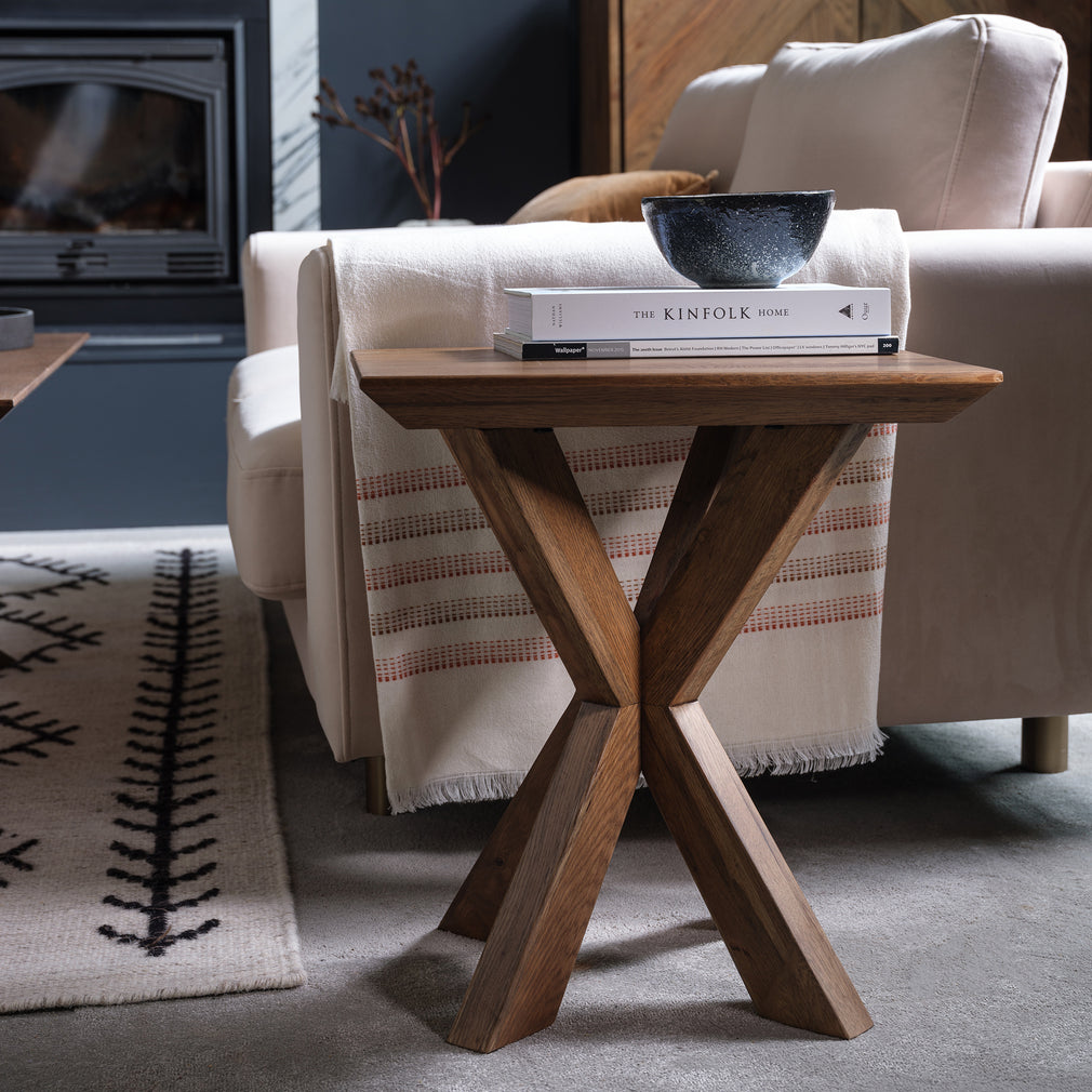 Lawrence - Lamp Table In Smoked Oak Laquered Finish