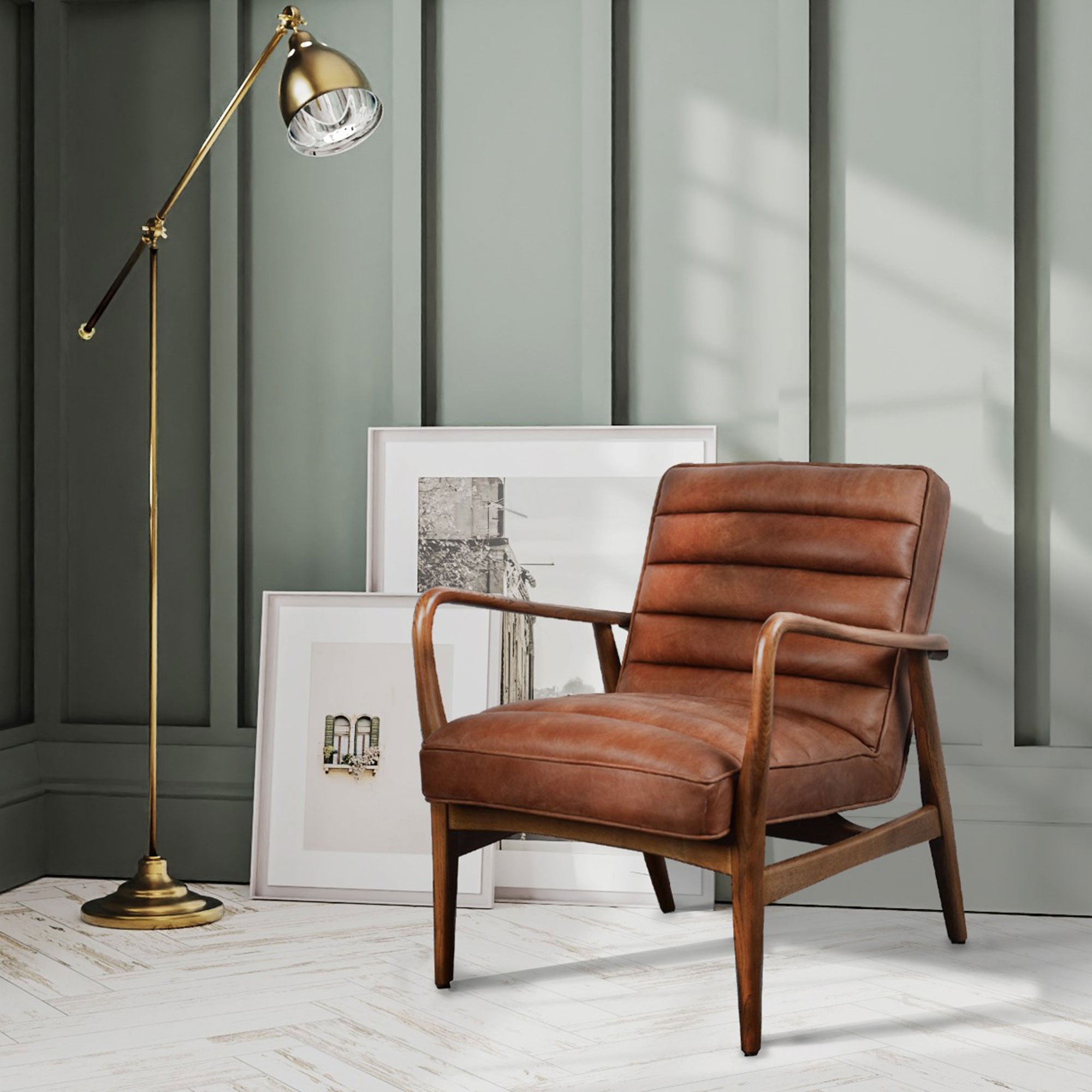 Chair In Waxed Crown Leather With Wood Frame