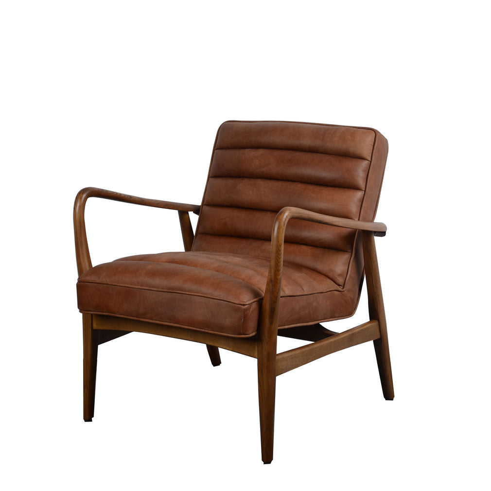 Chair In Waxed Crown Leather With Wood Frame