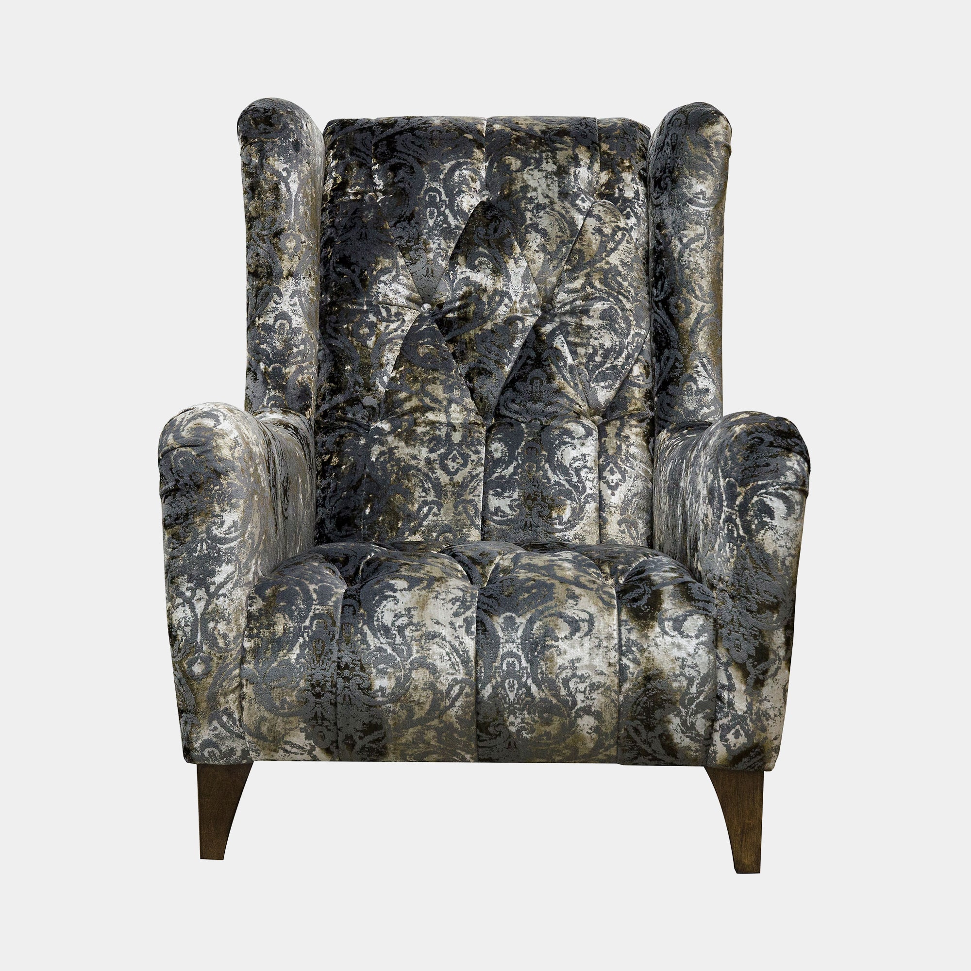 Accent Chair In Fabric Grade D Brocade Bronze With Dark Woood Feet