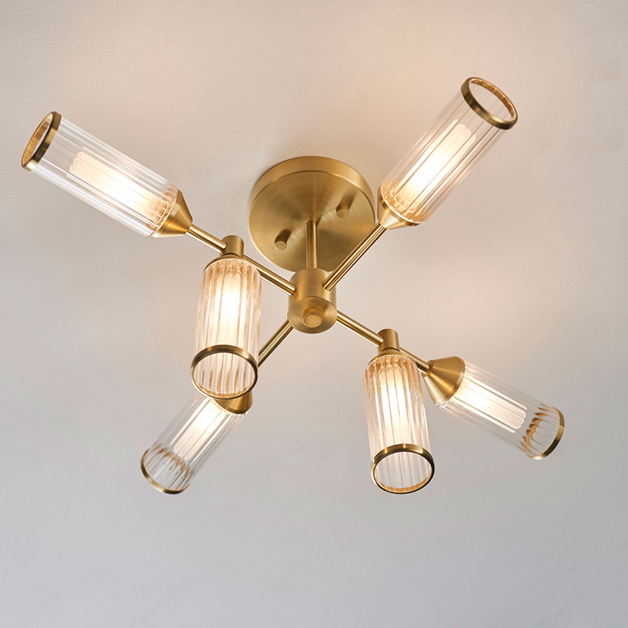 WEBEX Newton 6 Light Semi Flush Satin Brass