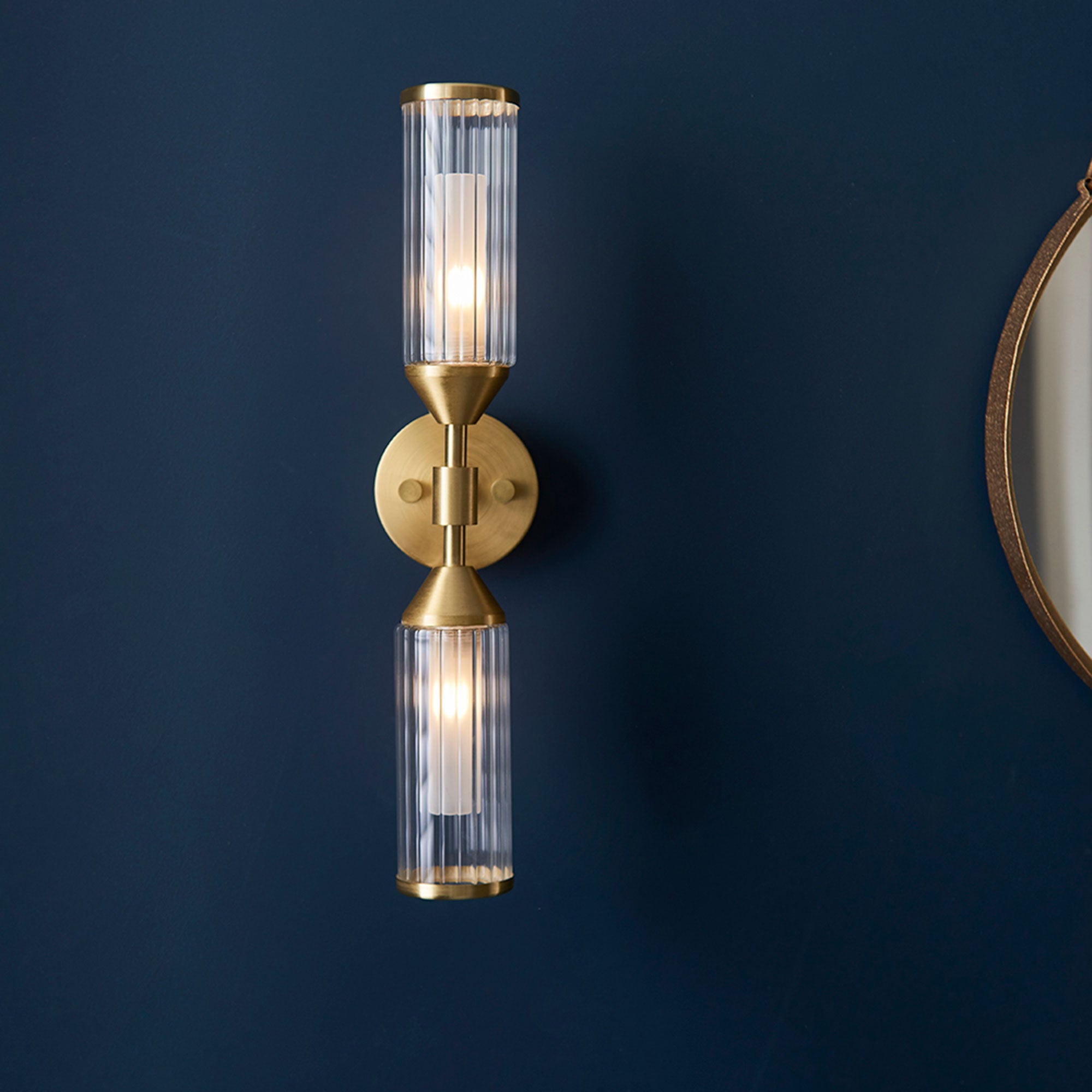 Newton 2 Light Wall Light Satin Brass