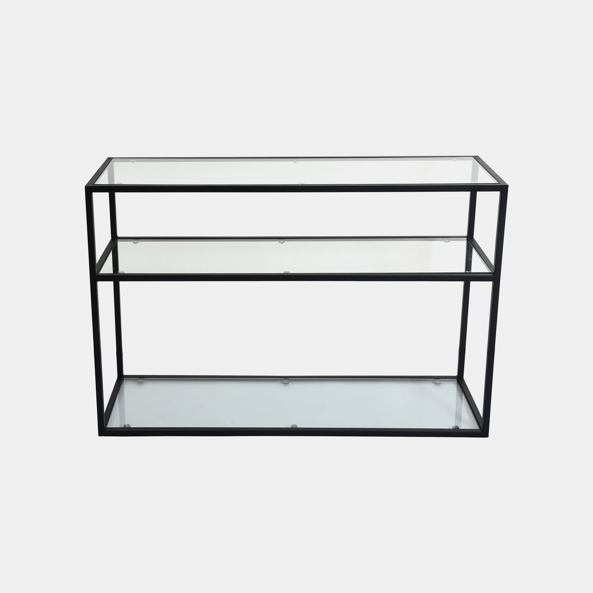 Padua - 120cm Console Table With Black Steel Frame & Clear Glass Top