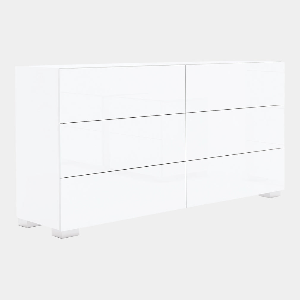 Large Chest Of Drawers In White High Gloss Finish