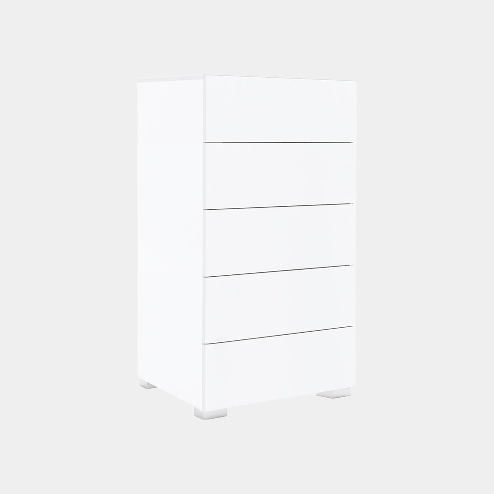 Tall Chest Of Drawers In White High Gloss Finish
