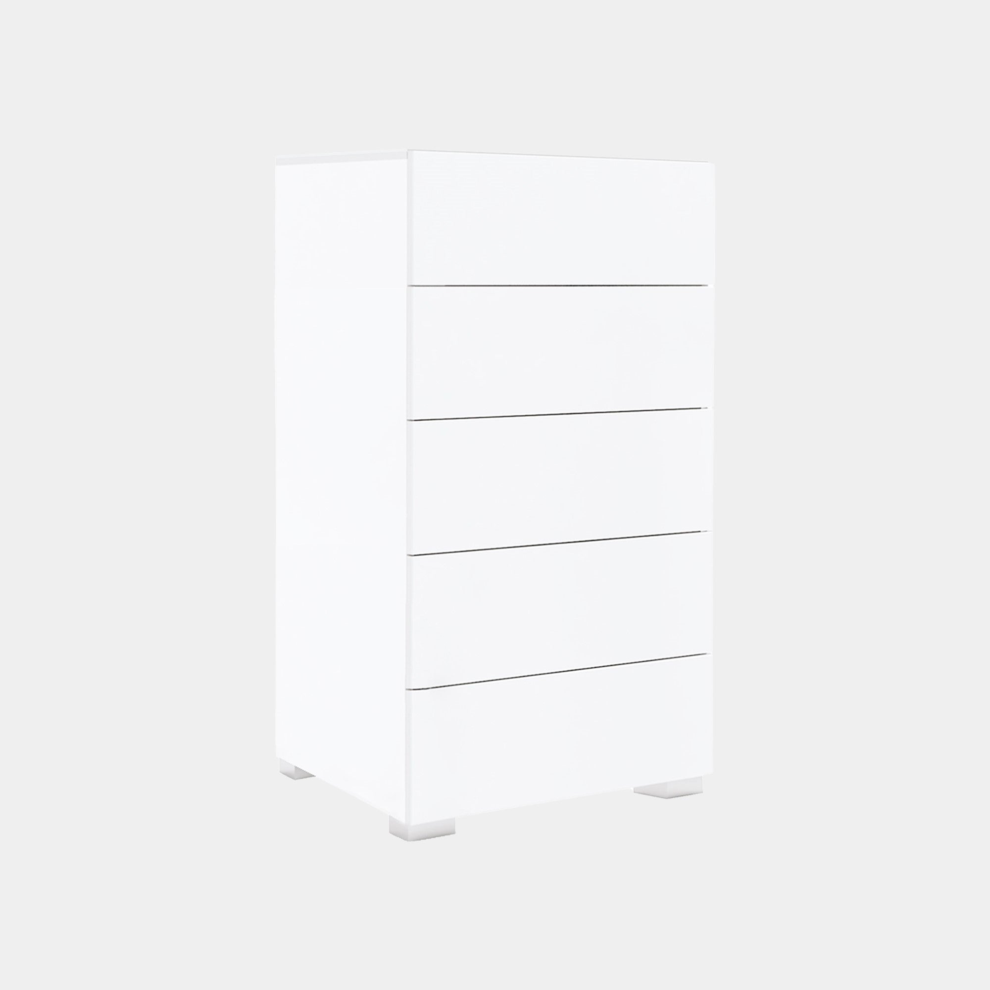 Tall Chest Of Drawers In White High Gloss Finish