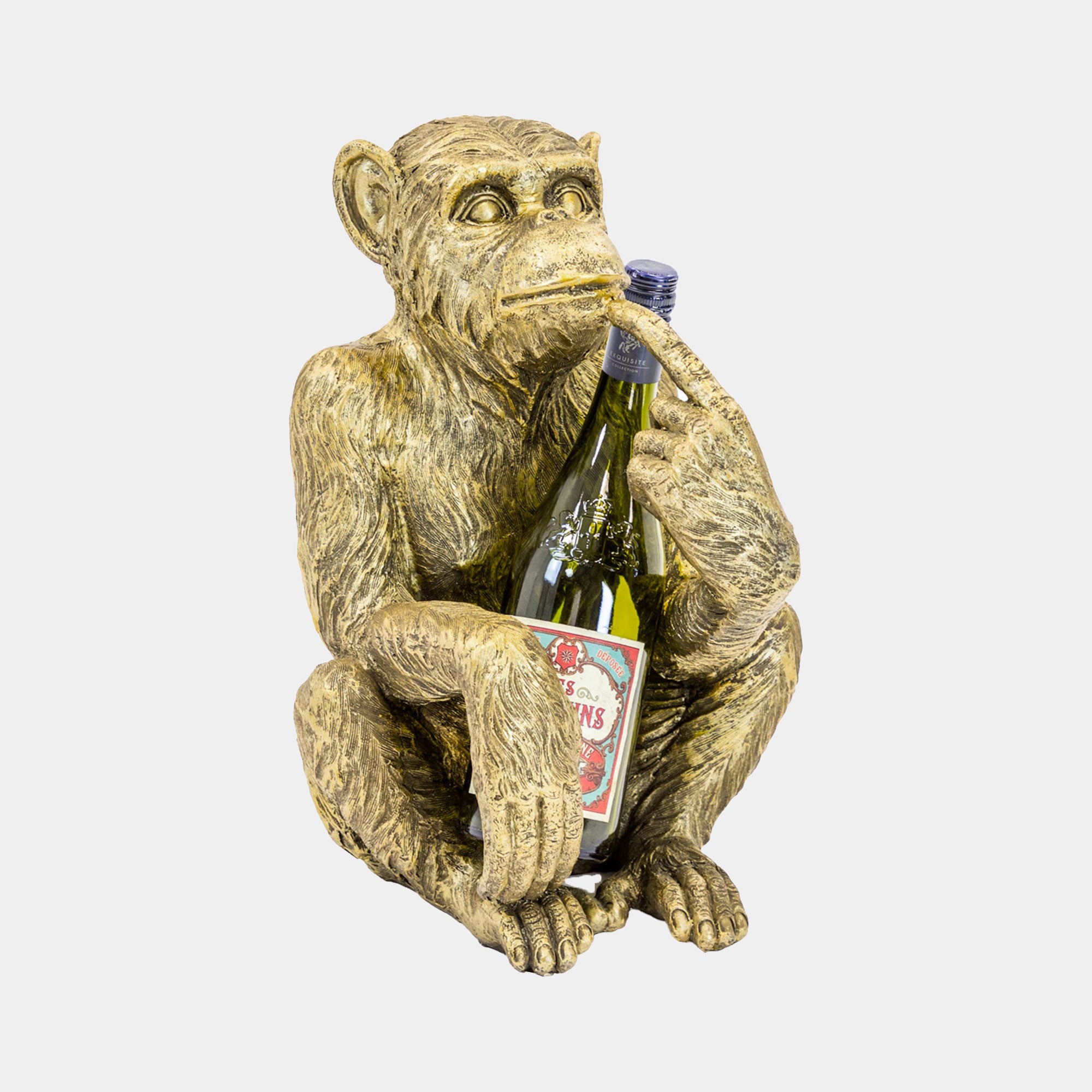 Sitting Monkey Bottle Holder Antique Gold (WG)