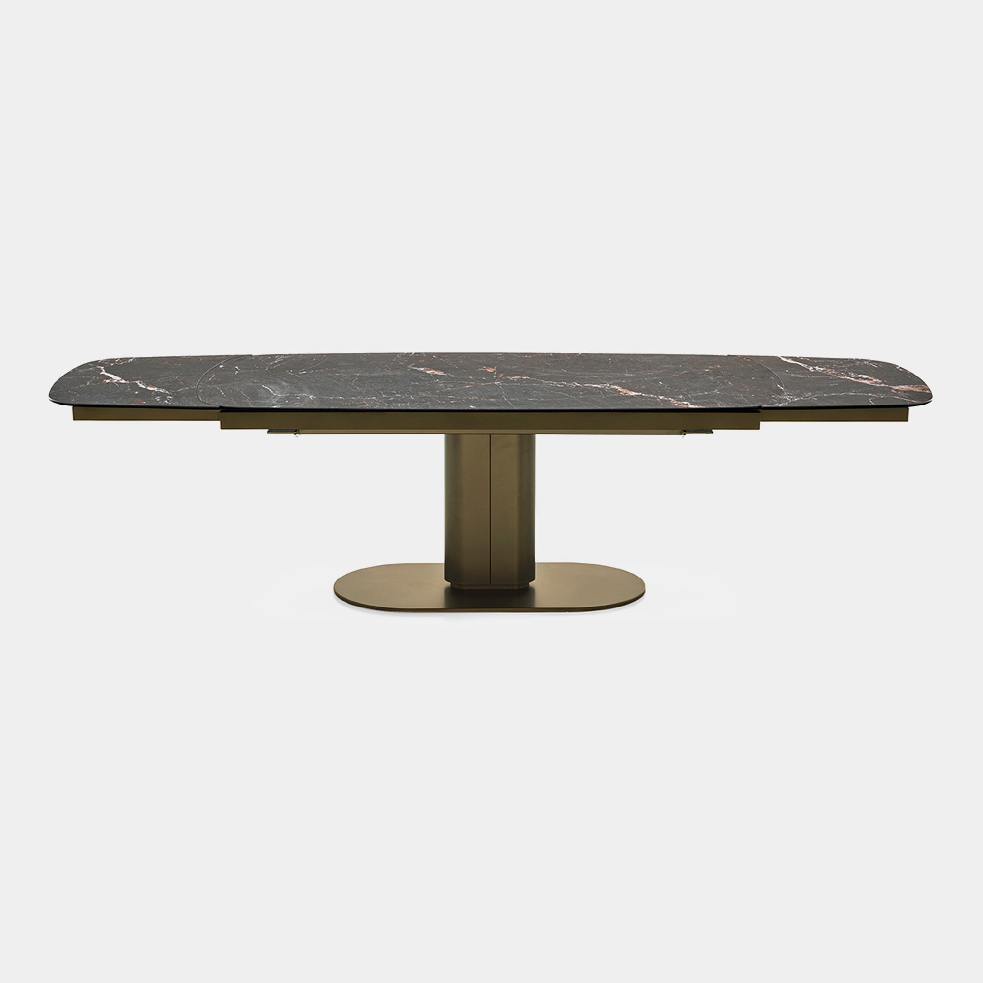 CS4124-S 165 165cm Extending Dining Table In P18C/P29L Calacatta Black Ceramic /Matt Broze