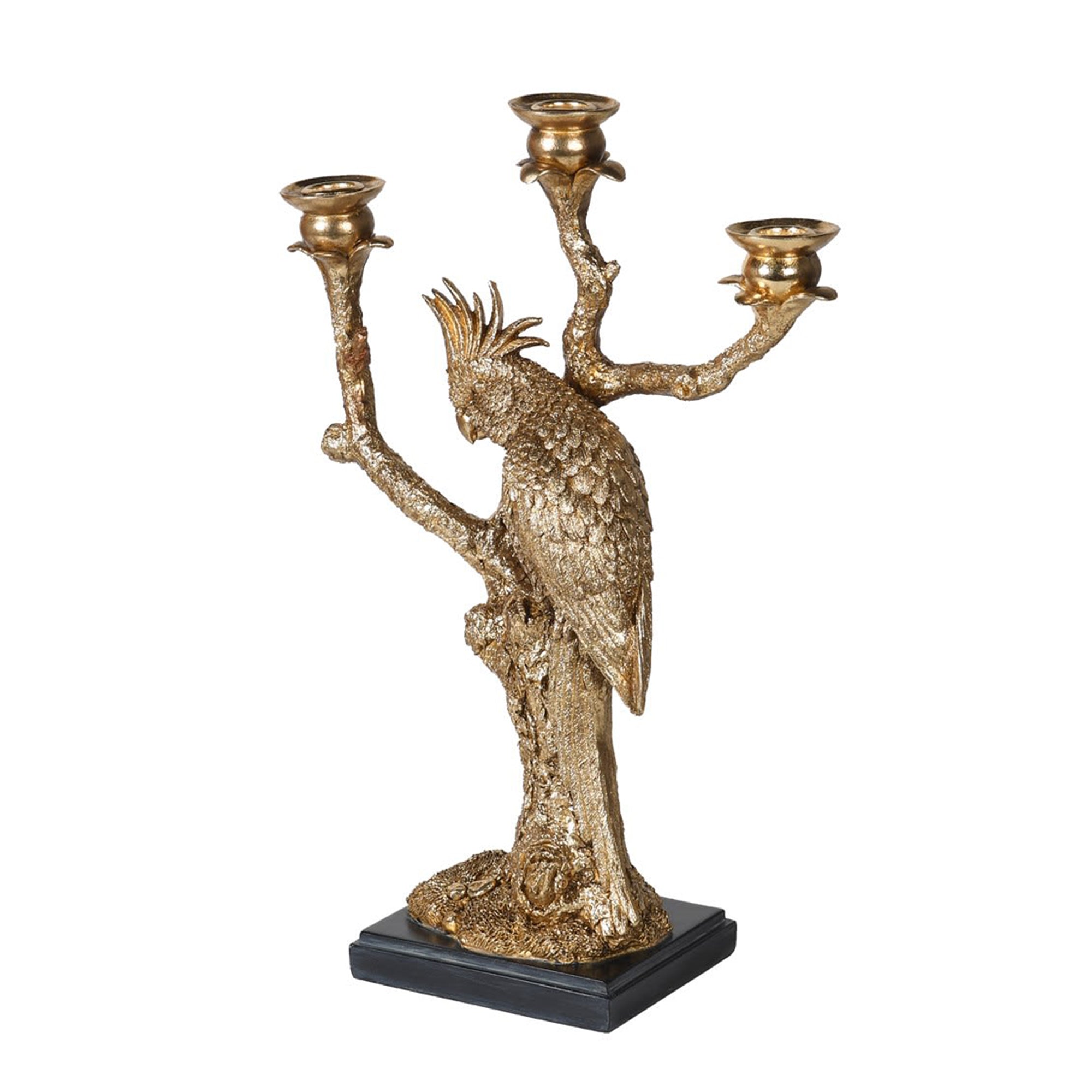 Parrot 3 Candleholder Gold