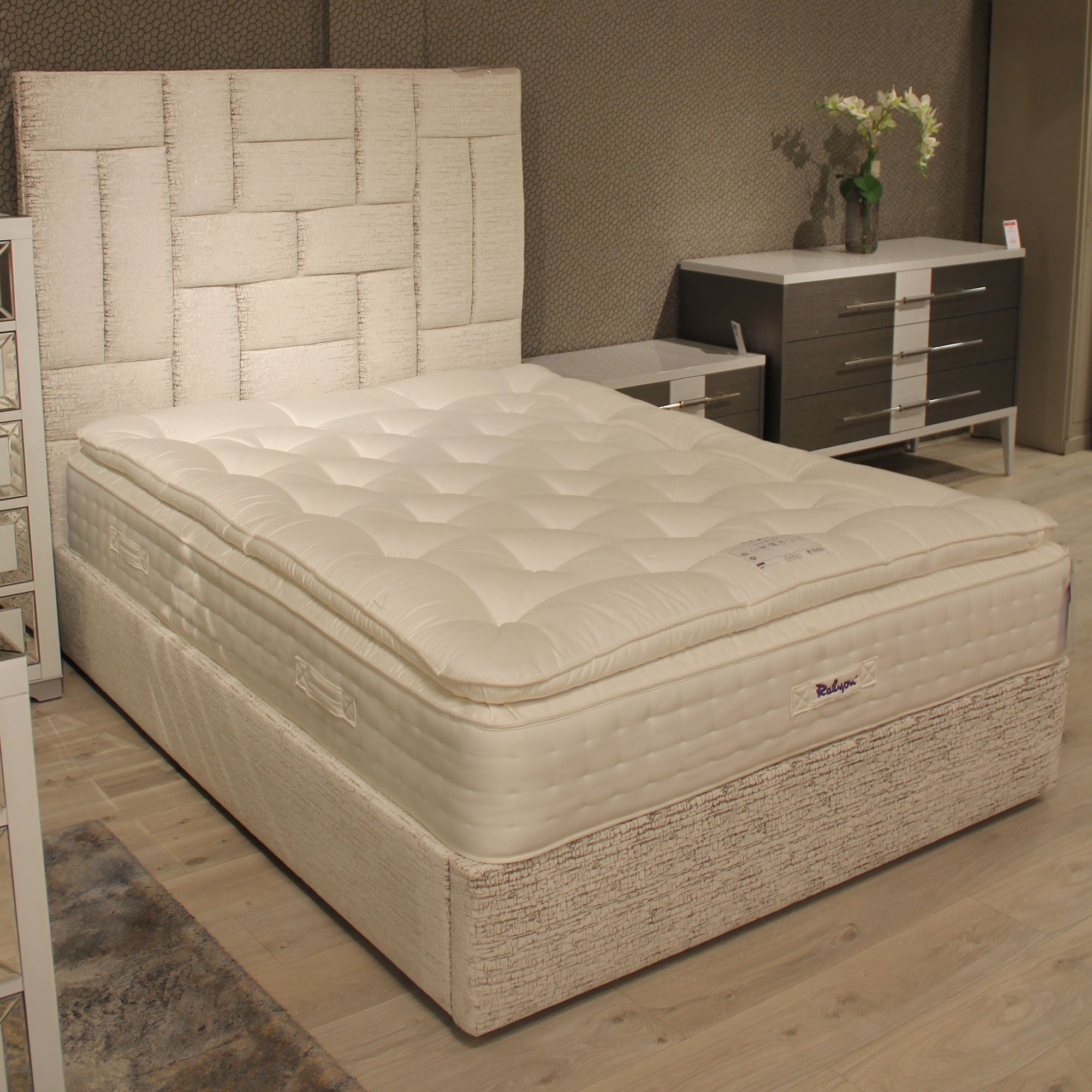 Boutique  King (150cm) Ottoman Bed Frame In Premium Adorna Ivory