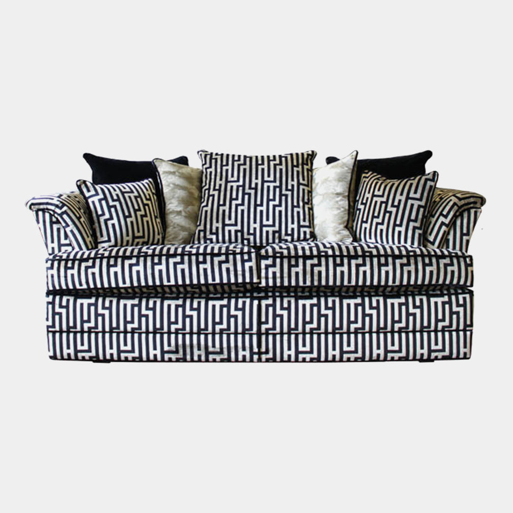 Pillow Back 3 Seat Sofa Hexagonal Back In Fabric Grade 9