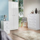 Lincoln - 5 Drawer Bedside White High Gloss With Crystal Handles