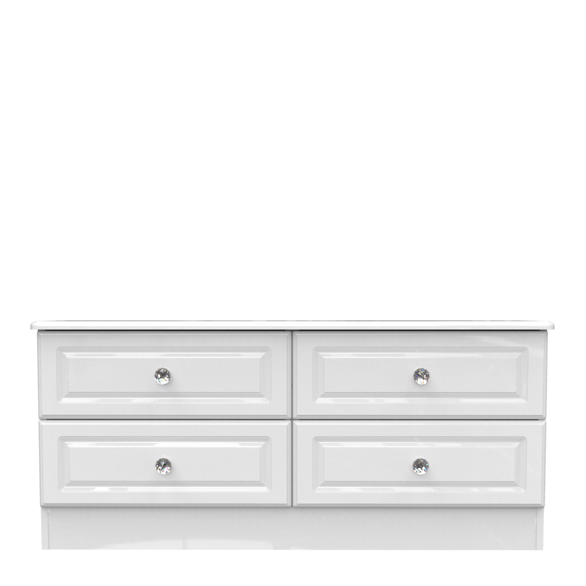 Lincoln - 4 Drawer Bed Box White High Gloss With Crystal Handles