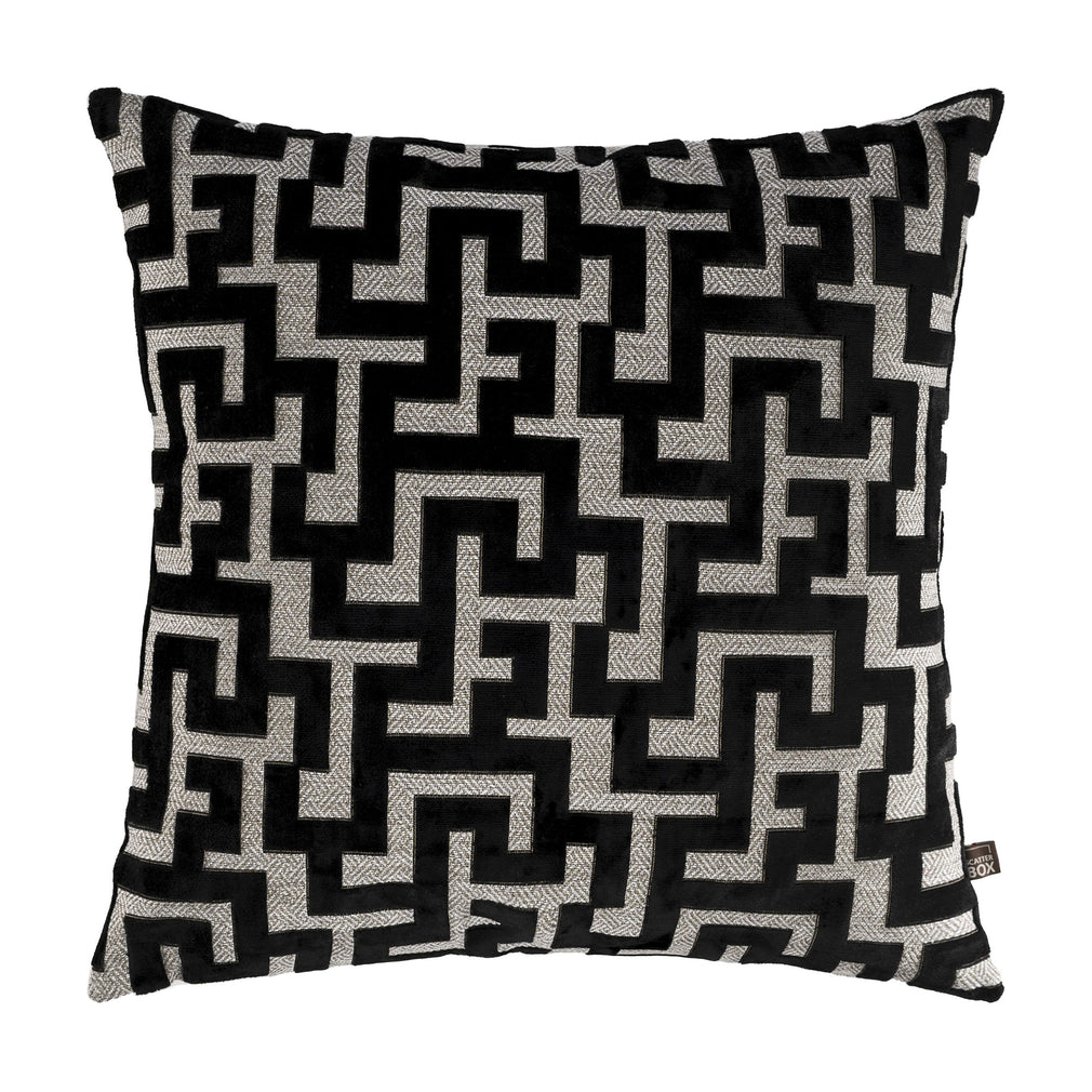 Maze Velvet Black Large Cushion