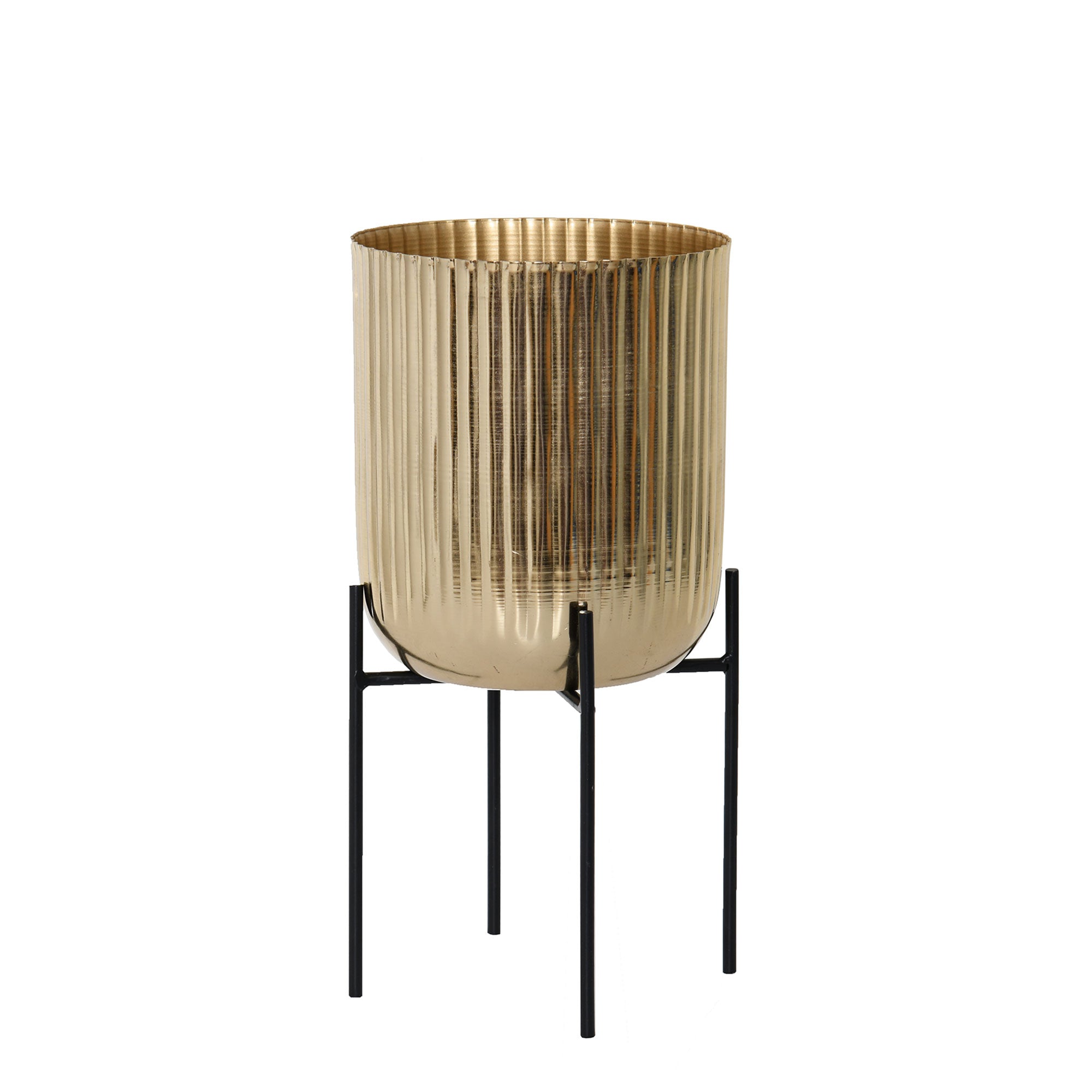 Ribbed Plant Stand Gold Large