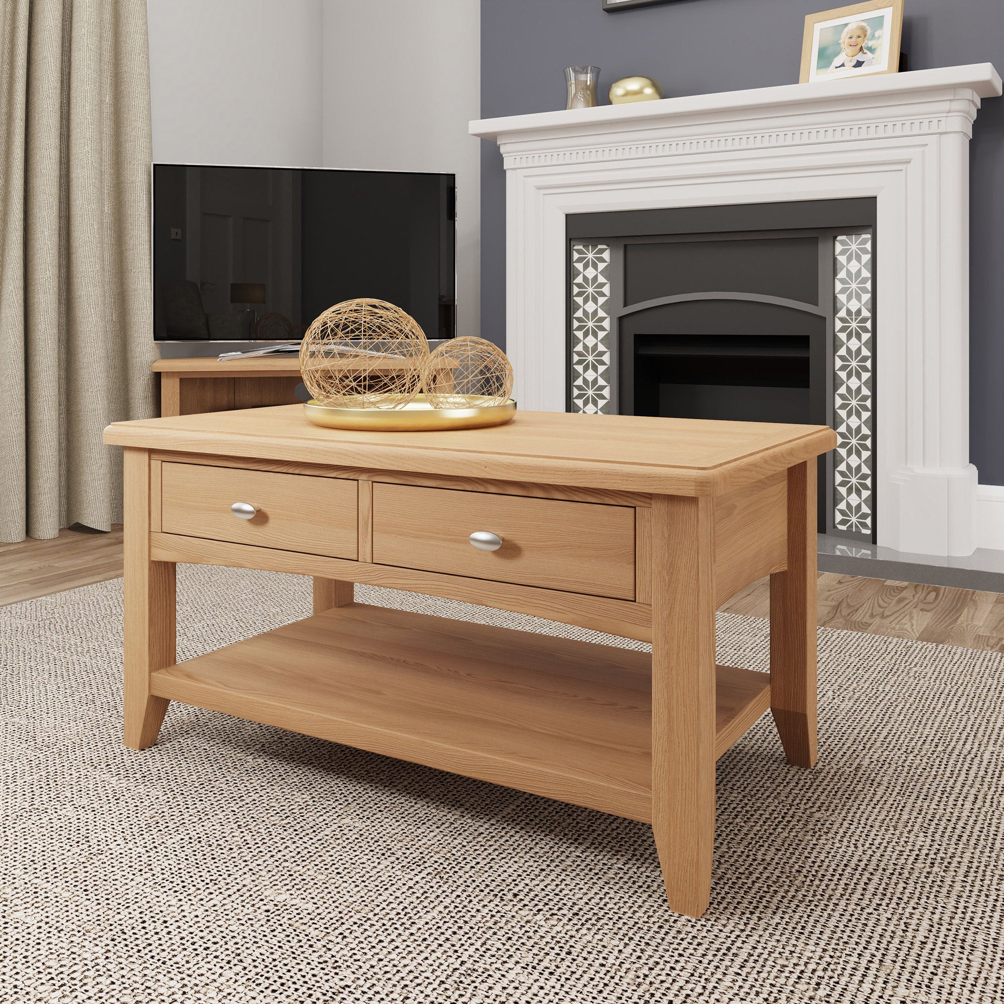 Burham - Large Coffee Table Oak Finish