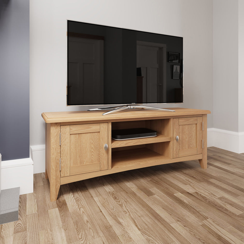 Burham - 120cm Large TV Unit Oak Finish