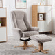 Swivel Chair With Footstool In Fabric Lille Sand With Mid Oak Base