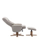 Swivel Chair With Footstool In Fabric Lille Sand With Mid Oak Base