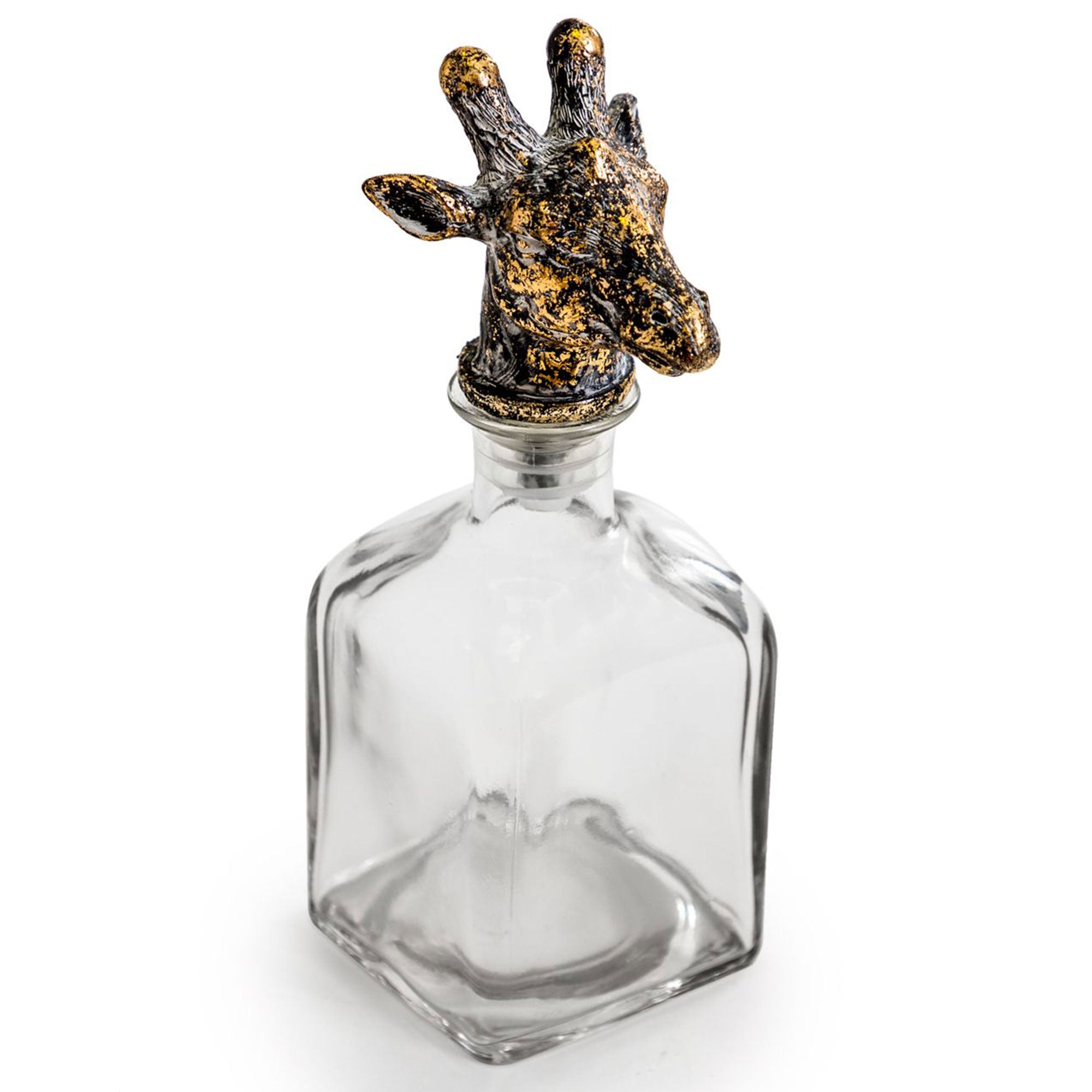 Giraffe Head Stopper and Glass Bottle