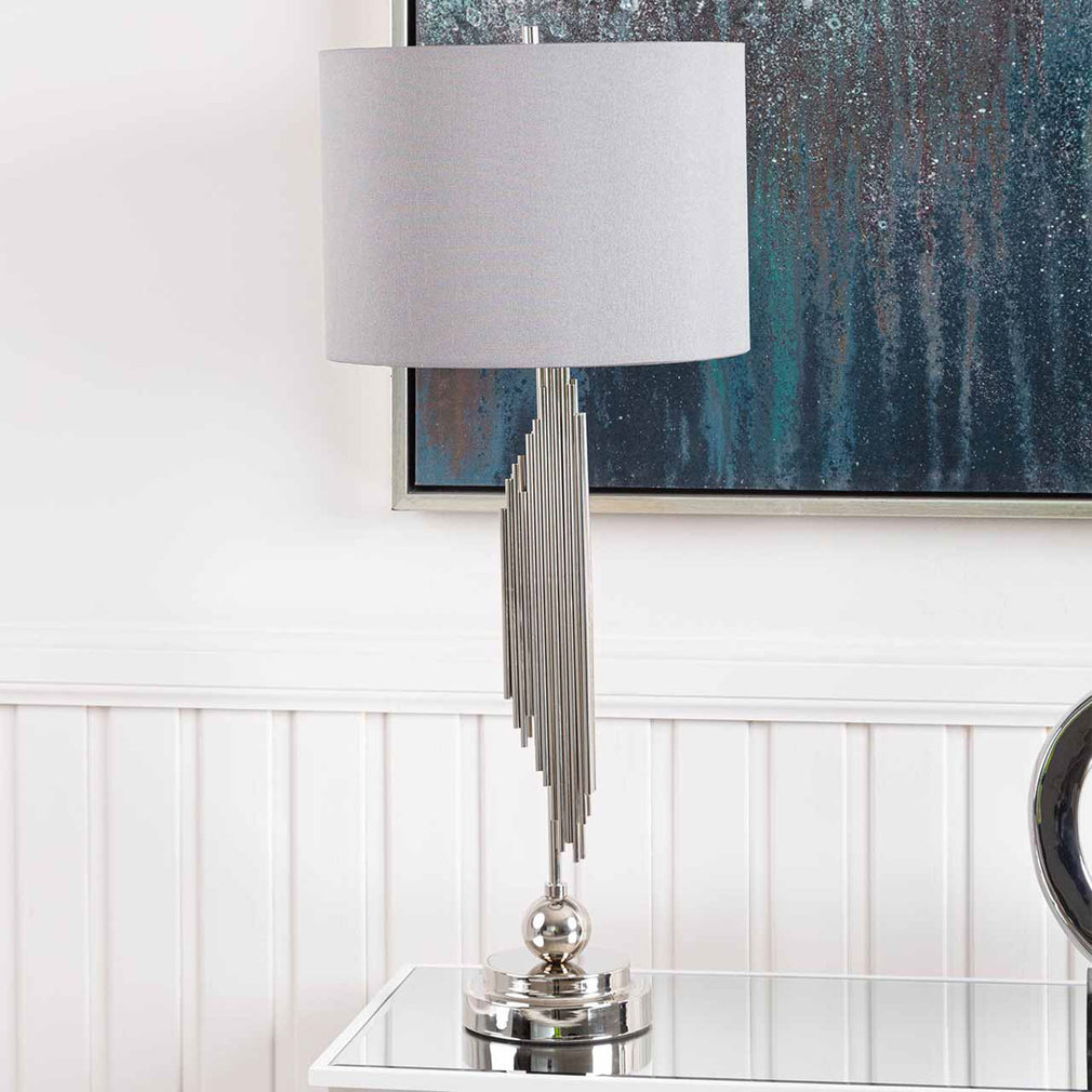 Alara Table Lamp Chrome Grey Shade