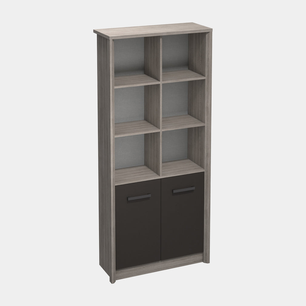 Tall Storage Unit in Grey Oak/Graphite Gloss Finish