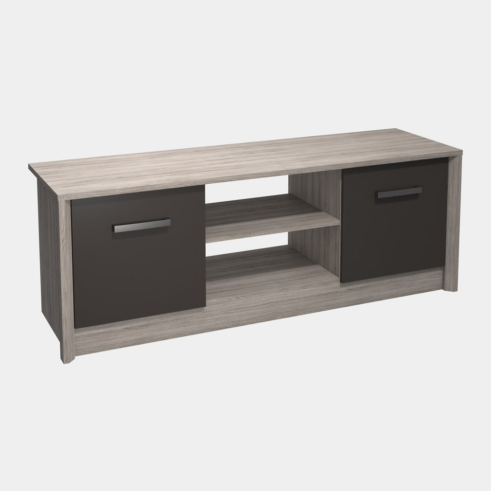 Media Unit in Grey Oak/Graphite Gloss Finish