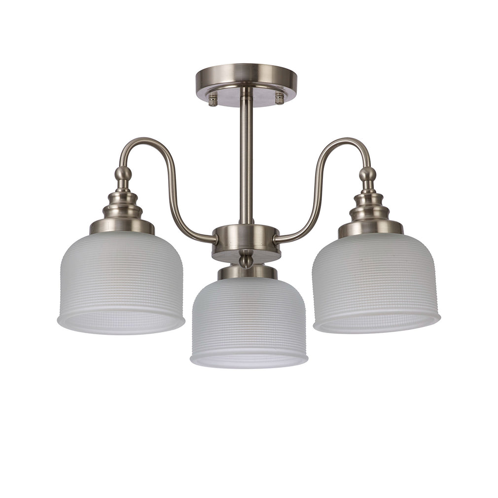 Lomax 3 Light Satin Nickel Frost Glass