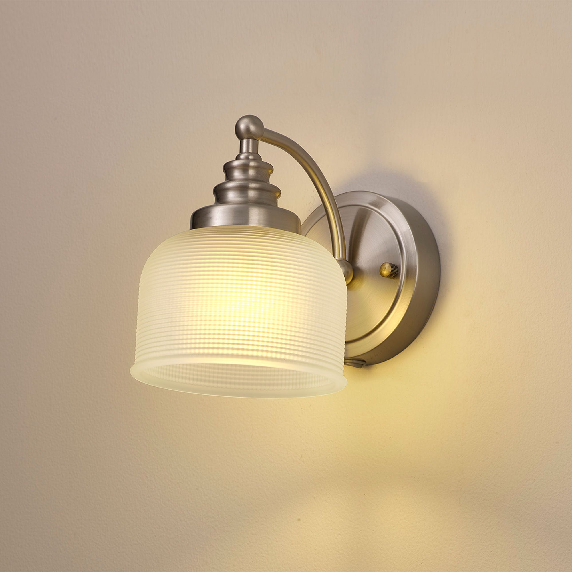 Lomax Wall Light Satin Nickel Frost Glass