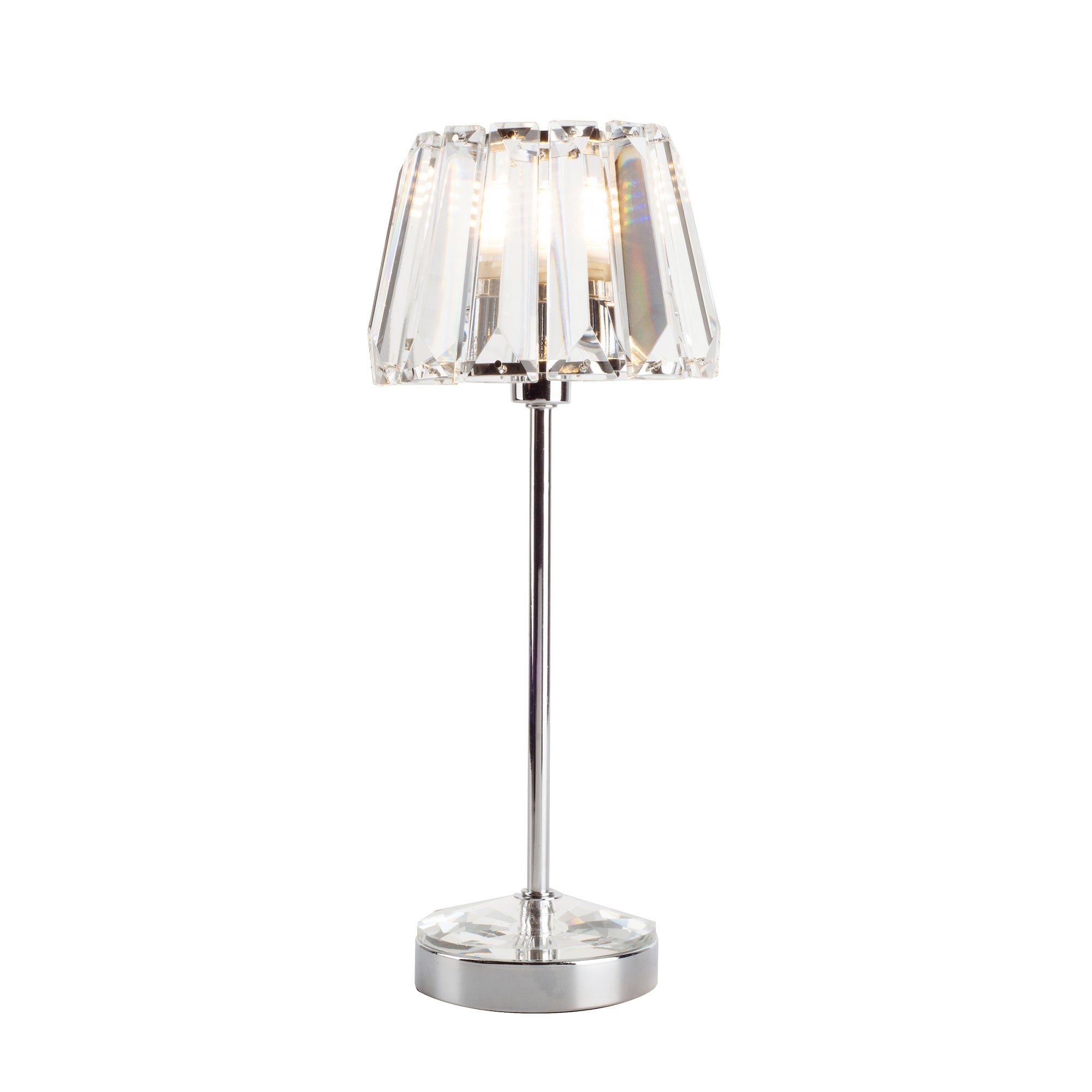 Laura Ashley Capri Small Table Lamp Polished Chrome With Crystal Glass Shade