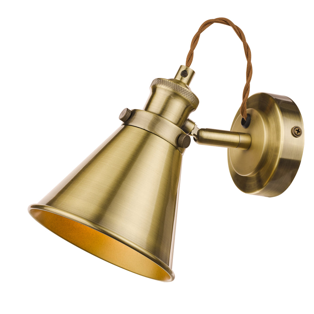 Laura Ashley Rufus Single Spotlight Antique Brass