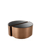 Eichholtz Astra - Set Of 2 Side Tables Brushed Copper Finish Black Bevelled Glass Top