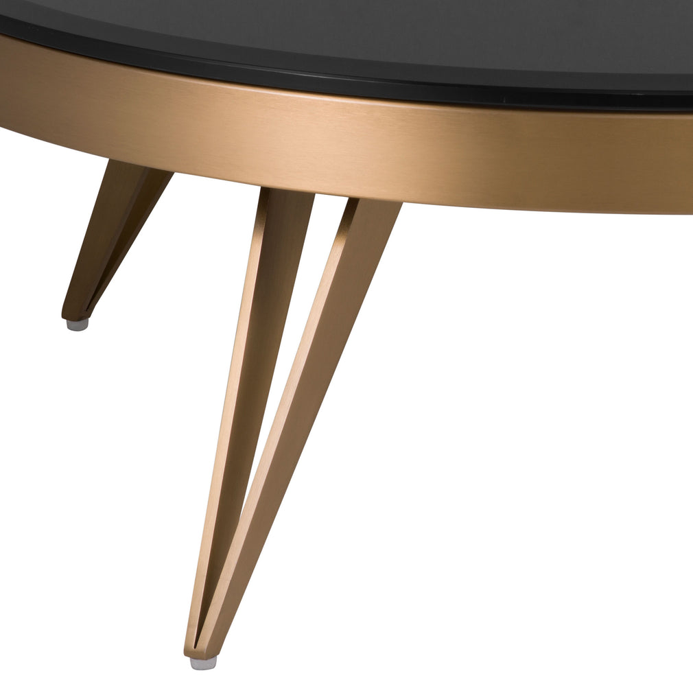 Eichholtz Rocco - Coffee Table Brushed Brass Finish Black Bevelled Glass Top