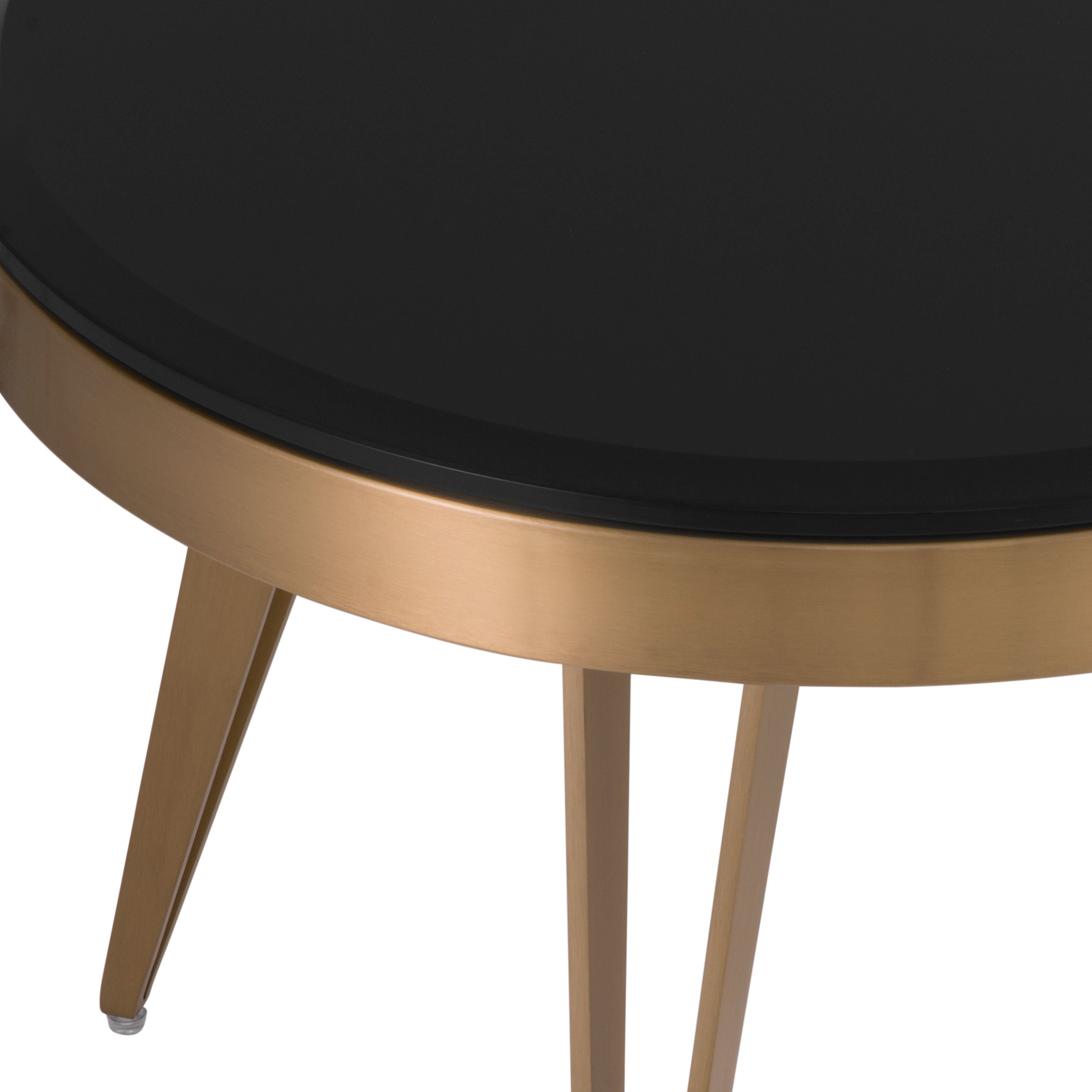 Eichholtz Rocco - Side Table Brushed Brass Finish Black Bevelled Glass Top