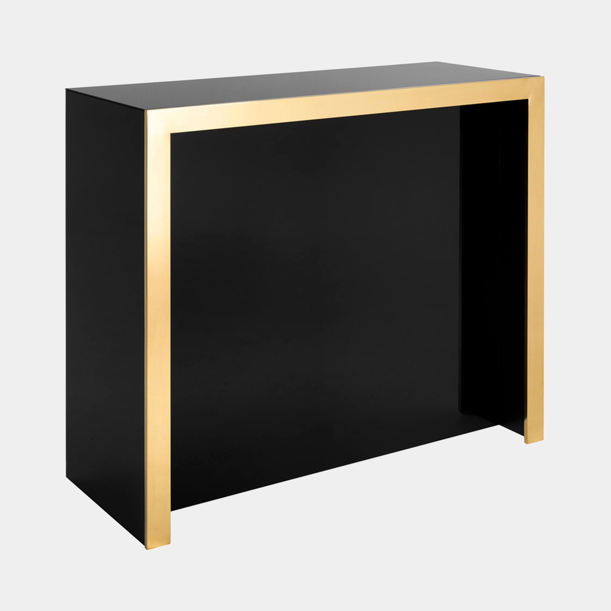 Bar Unit Gold Finish Black Glass