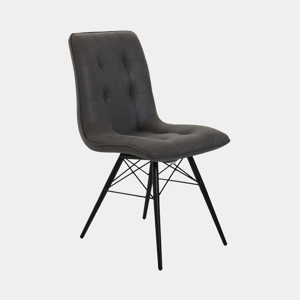 Aston - Dining Chair In Grey Fabric Black Frame