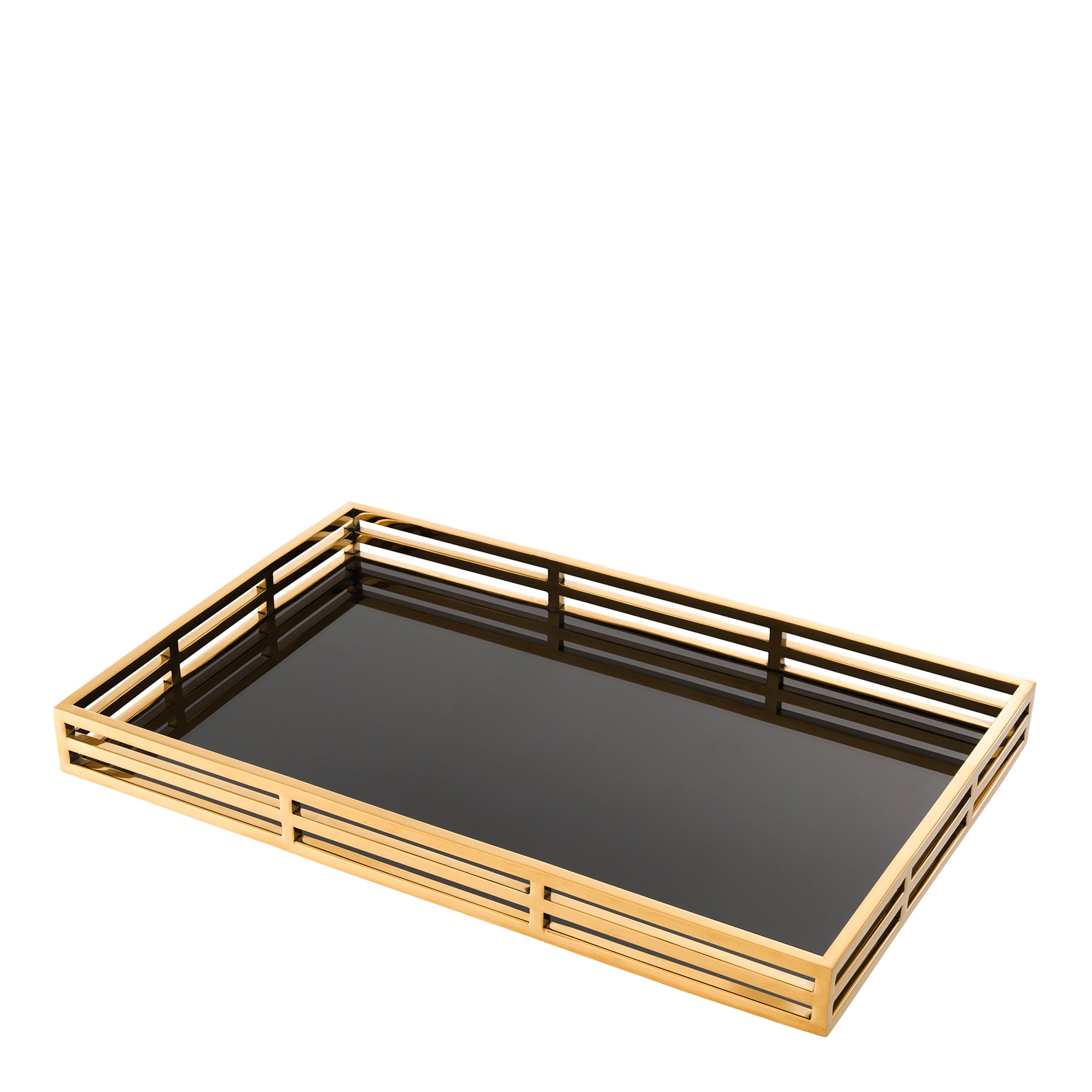 Eichholtz Giacomo - Serving Tray Gold Frame Black Glass