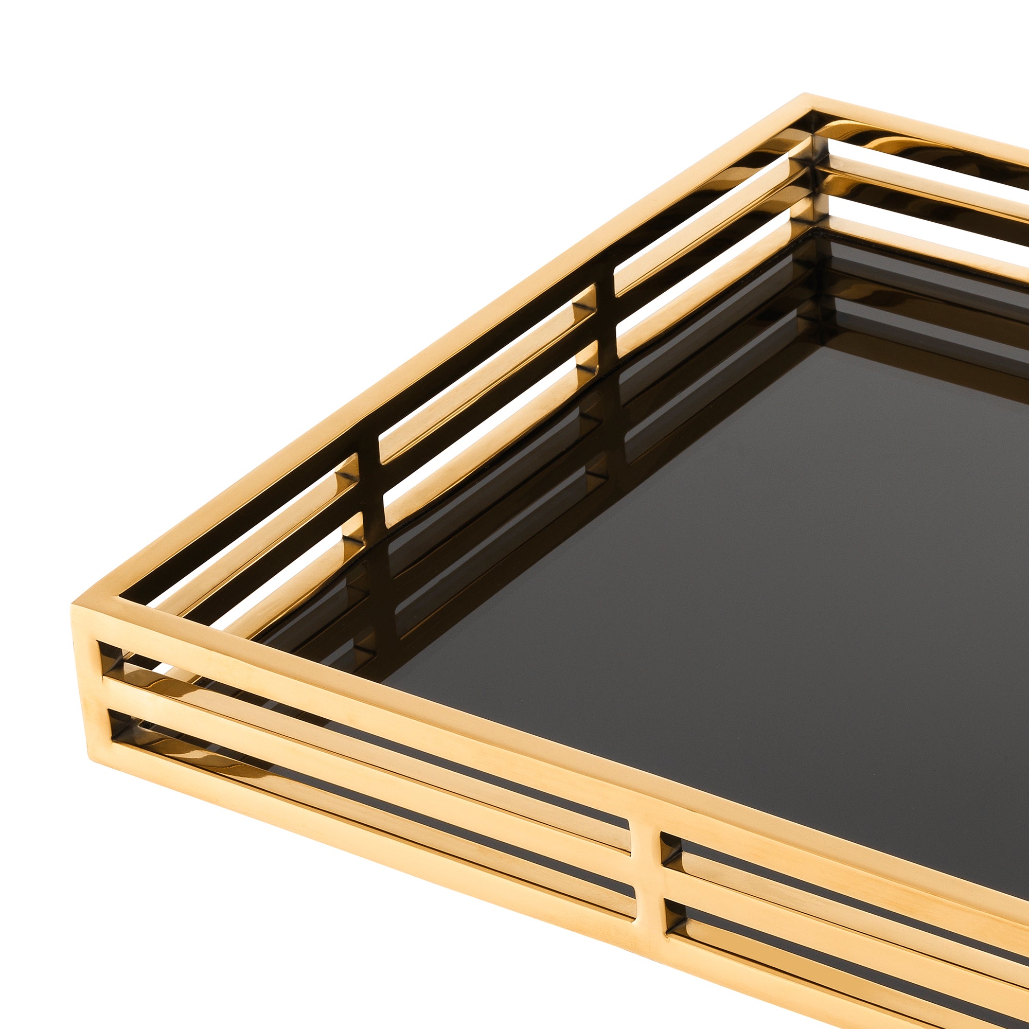 Eichholtz Giacomo - Serving Tray Gold Frame Black Glass