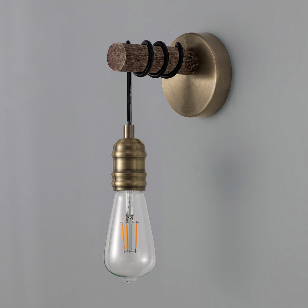 Babylon Wall Lamp Oak/Antique Brass Finish