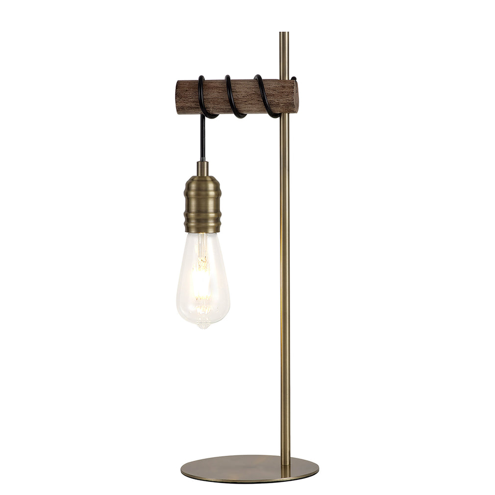 Babylon Table Lamp Oak/Antique Brass Finish