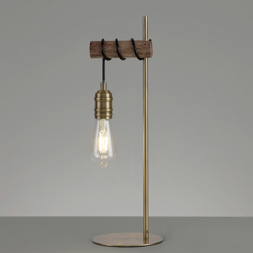 Babylon Table Lamp Oak/Antique Brass Finish