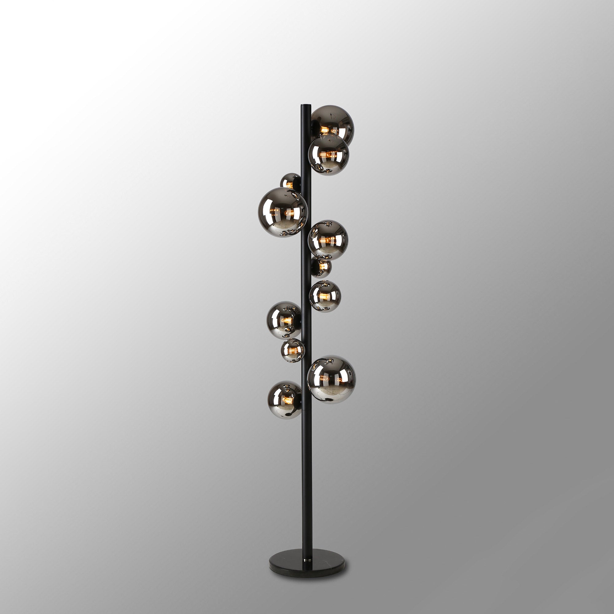 Fischer Floor Lamp Satin Black/Chrome Glass